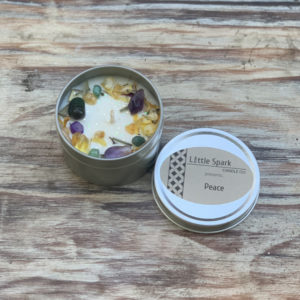 Small Tin Scented Candle with Crystals